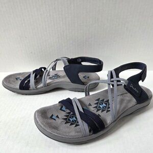 Skechers Shoes Womens 10 Gray Blue Reggae Slim Takes Two Strappy Sandals